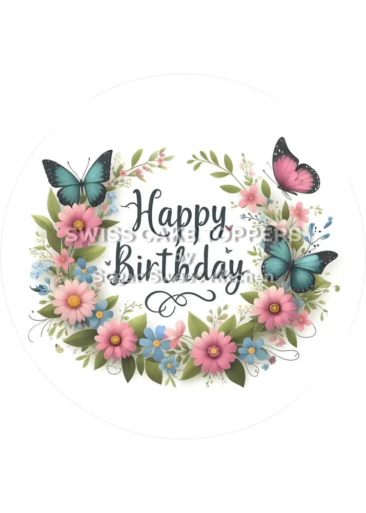 Exklusiver Tortenaufleger Happy Birthday12 - personalisierbar - Fondant- Torten- & Cupcakeaufleger Sugar Sweet Kitchen