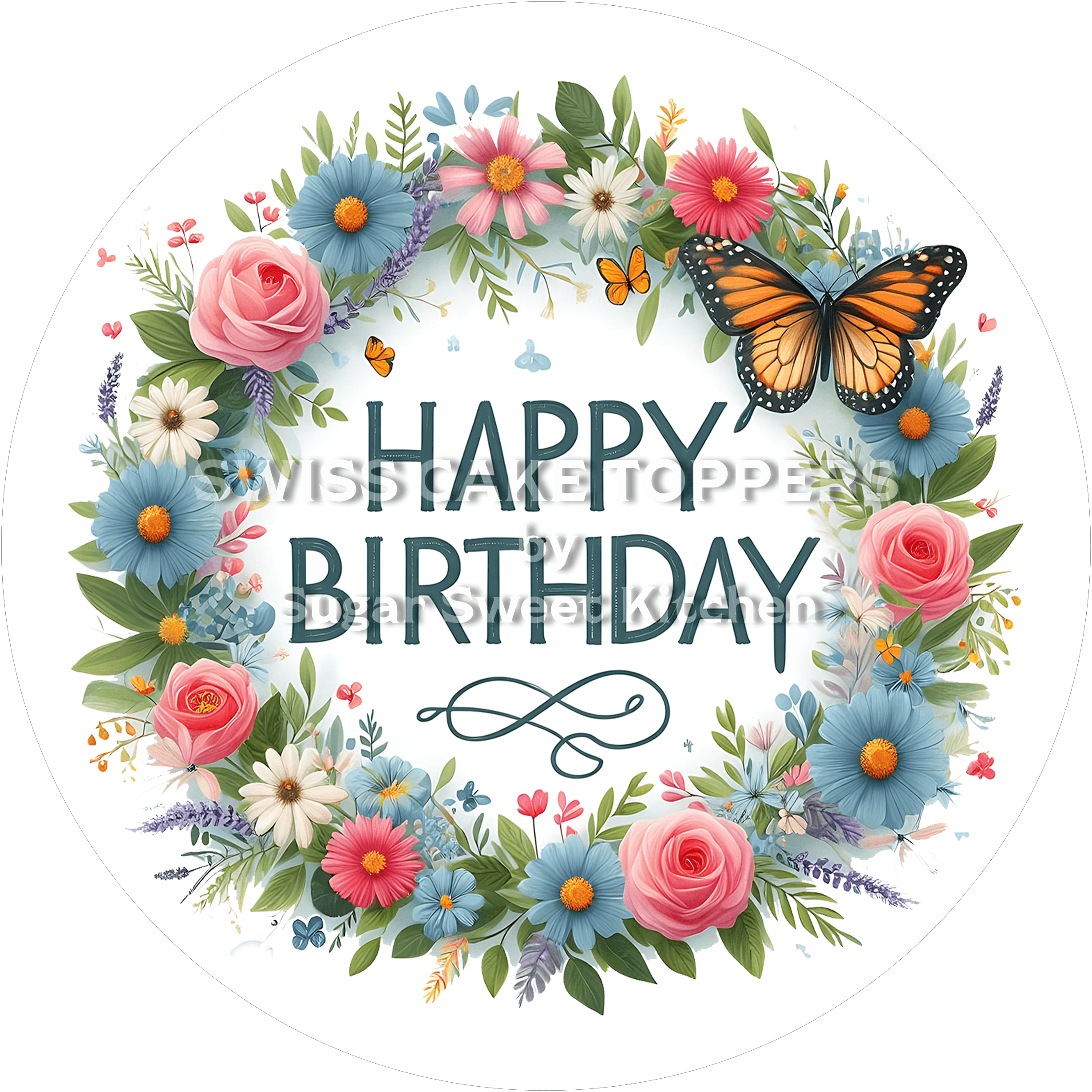 Exklusiver Tortenaufleger Happy Birthday13 - personalisierbar - Fondant- Torten- & Cupcakeaufleger Sugar Sweet Kitchen