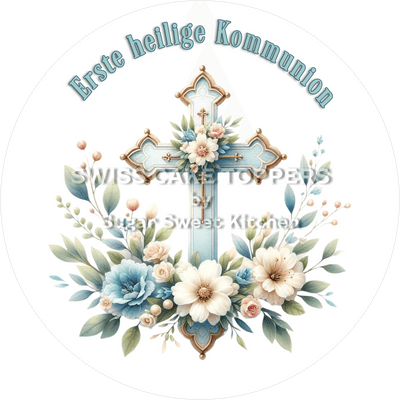Exklusiver Tortenaufleger Kommunion3 - personalisierbar