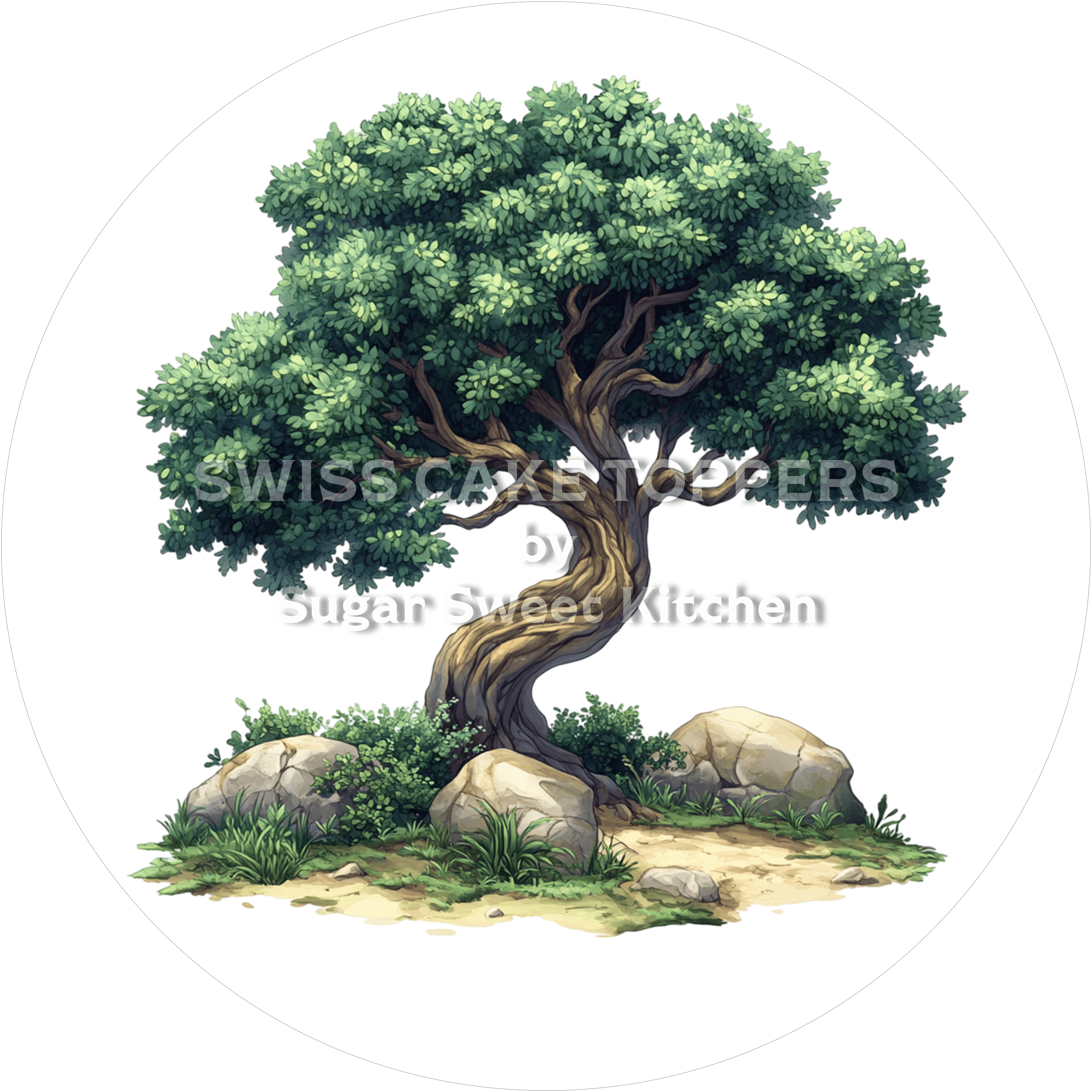 Exklusiver Tortenaufleger mit Bäumen3 - personalisierbar - Fondant- Torten- & Cupcakeaufleger Sugar Sweet Kitchen