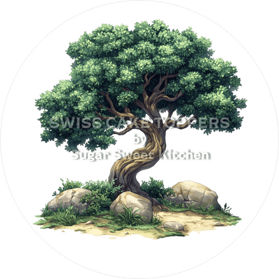 Exklusiver Tortenaufleger mit Bäumen3 - personalisierbar