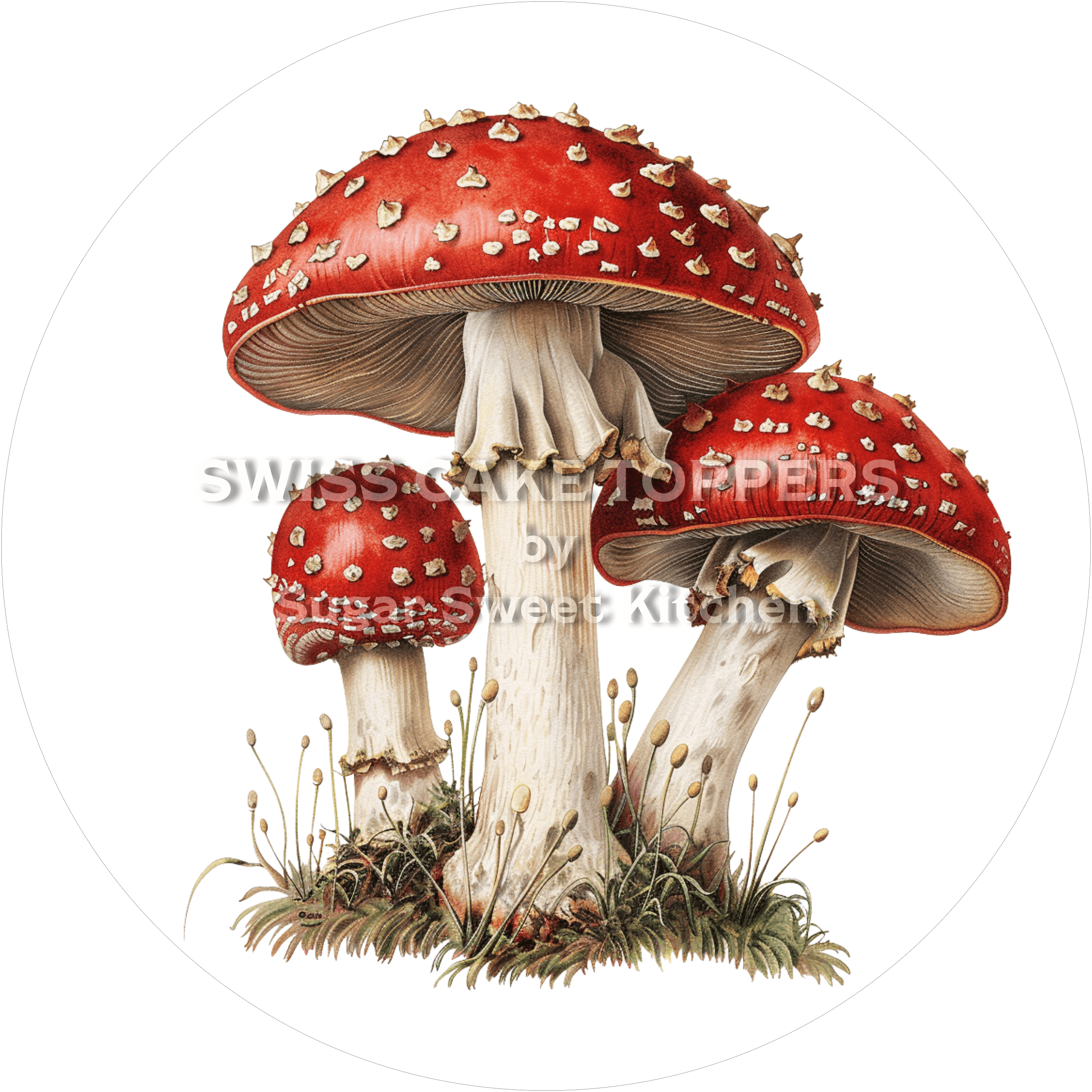 Exklusiver Tortenaufleger mit Pilzen2 - personalisierbar - Fondant- Torten- & Cupcakeaufleger Sugar Sweet Kitchen