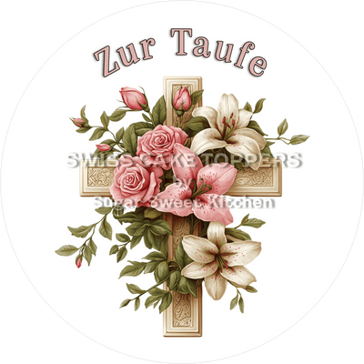 Exklusiver Tortenaufleger - Taufe 1 - personalisierbar