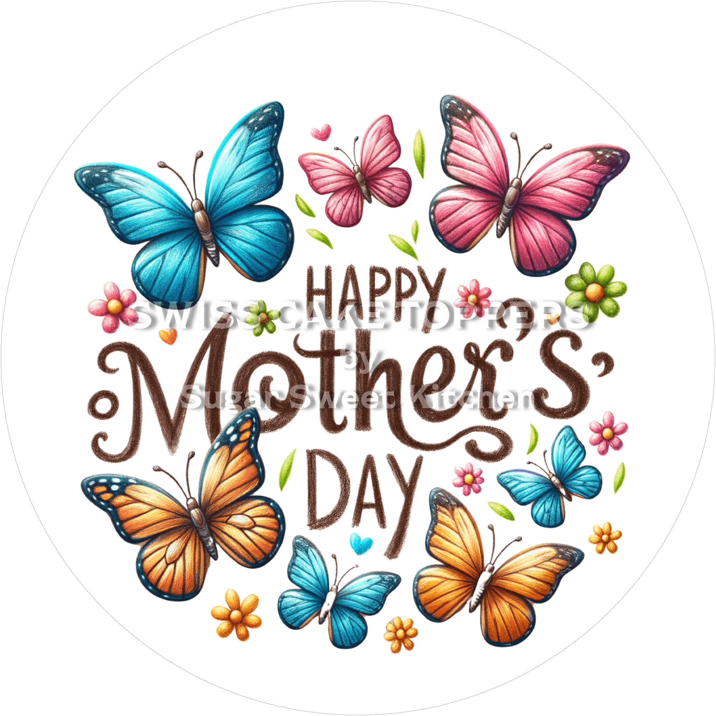 Exklusiver Tortenaufleger zum Muttertag1 - personalisierbar - Fondant- Torten- & Cupcakeaufleger Sugar Sweet Kitchen