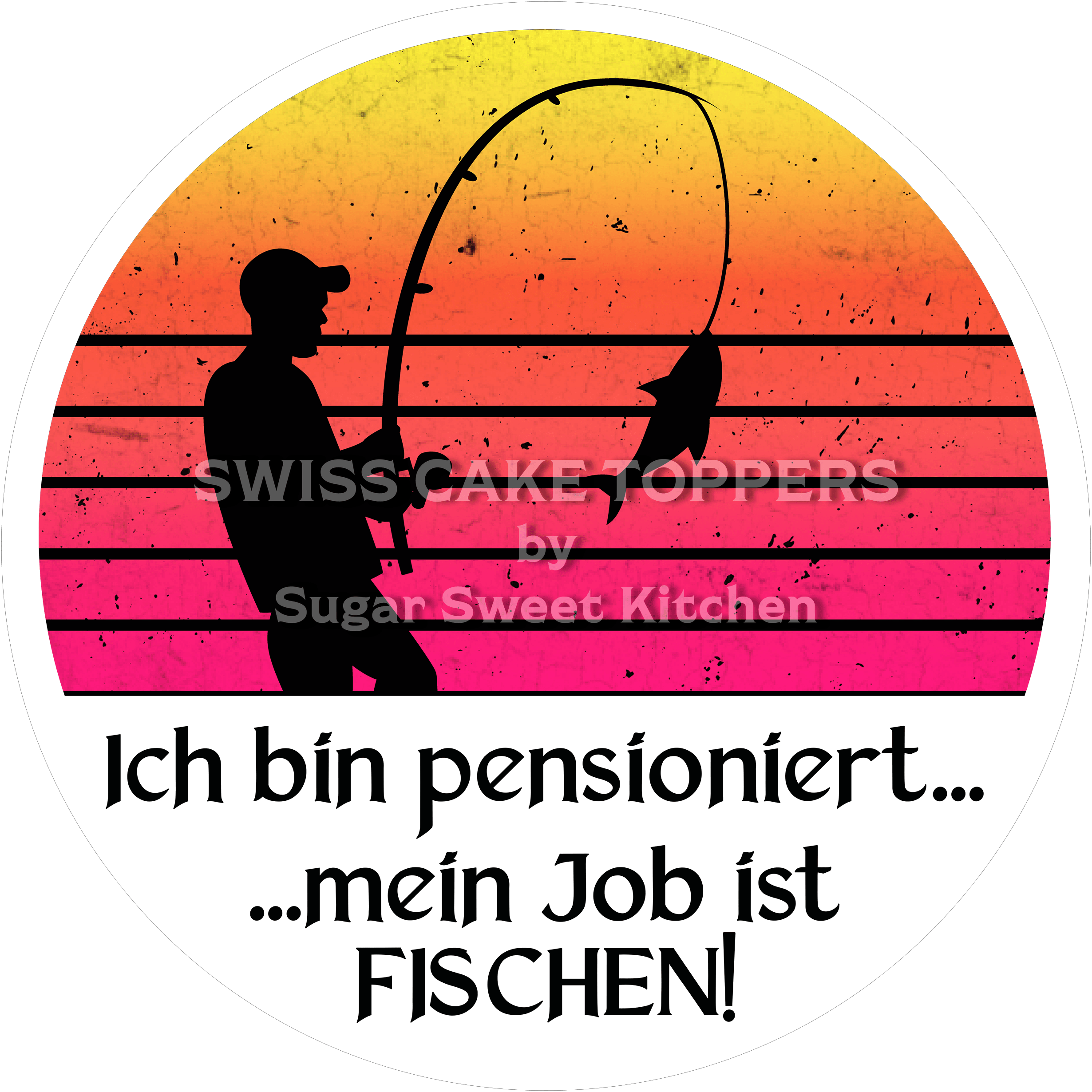 Exklusiver Tortenaufleger zur Pensionierung3 - personalisierbar - Fondant- Torten- & Cupcakeaufleger Sugar Sweet Kitchen