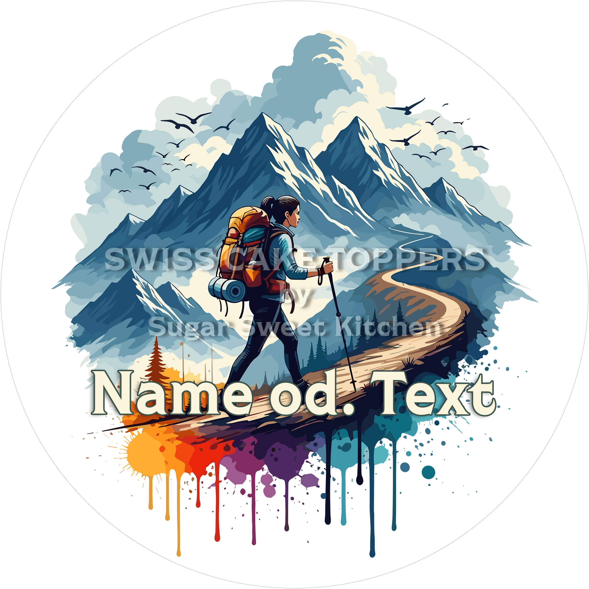 Exklusiver Wander-Tortenaufleger1 mit Namen - Fondant- Torten- & Cupcakeaufleger Sugar Sweet Kitchen