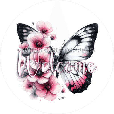 Exklusiver Welcome-Tortenaufleger Flower8 - personalisierbar