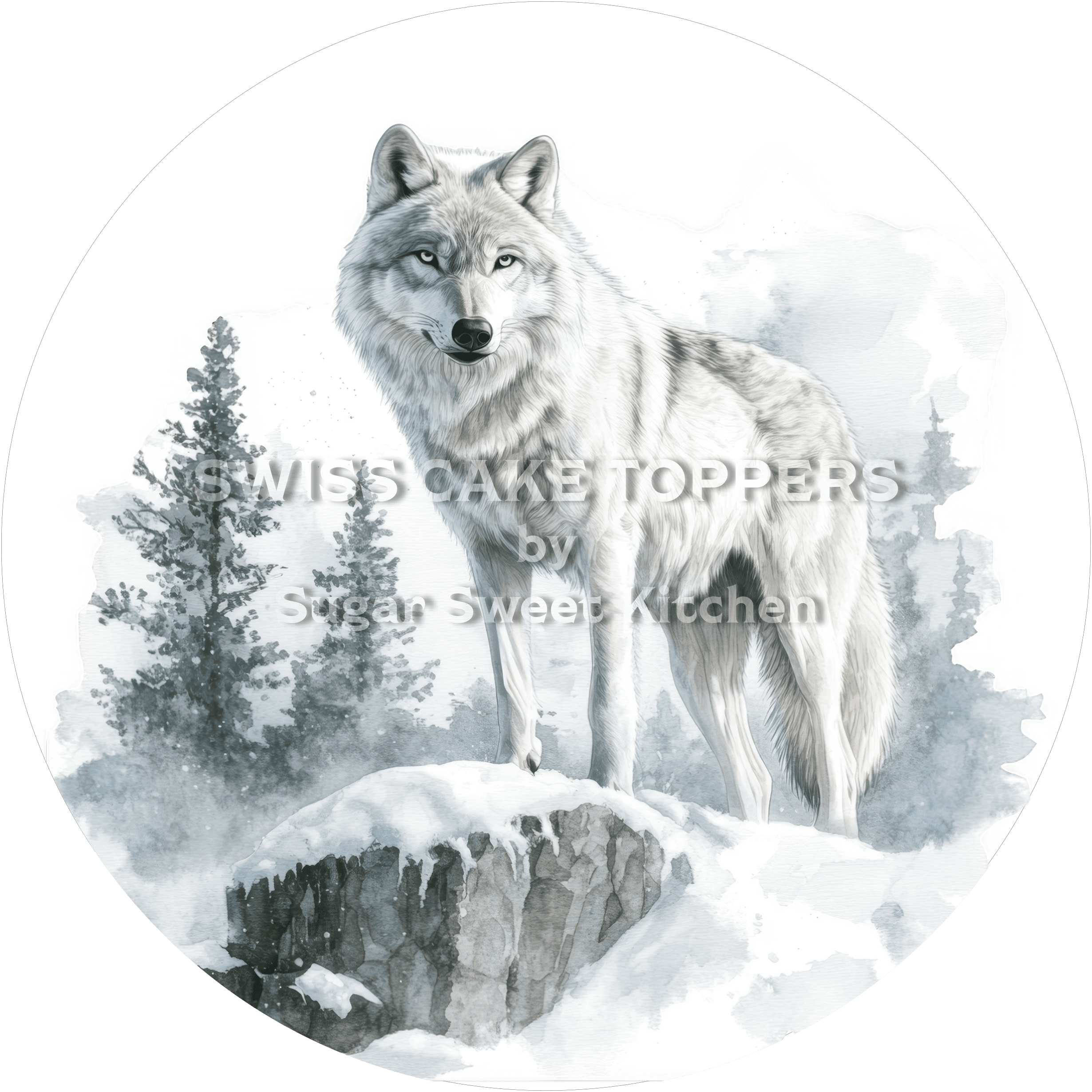 Exklusiver Wolf-Tortenaufleger2 - personalisierbar - Fondant- Torten- & Cupcakeaufleger Sugar Sweet Kitchen