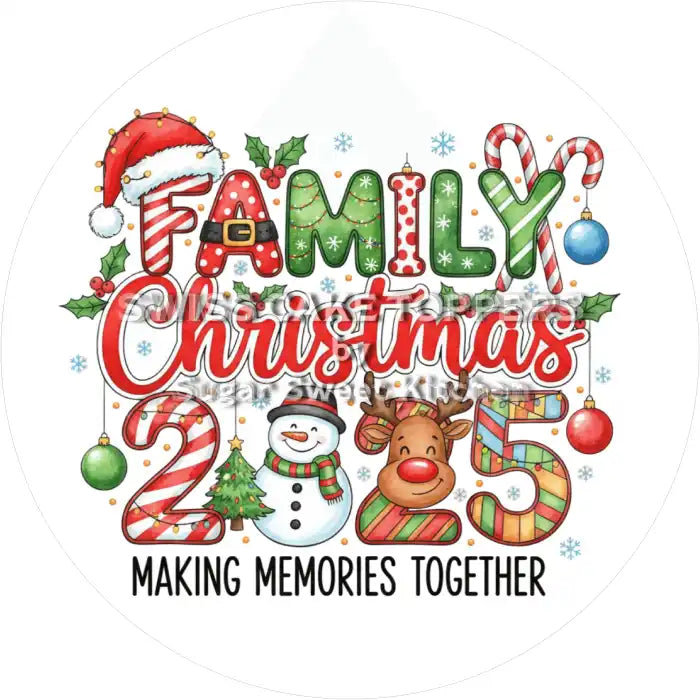 Family Weihnachts - Tortenaufleger2025 - personalisierbar - Fondant- Torten- & Cupcakeaufleger Sugar Sweet Kitchen