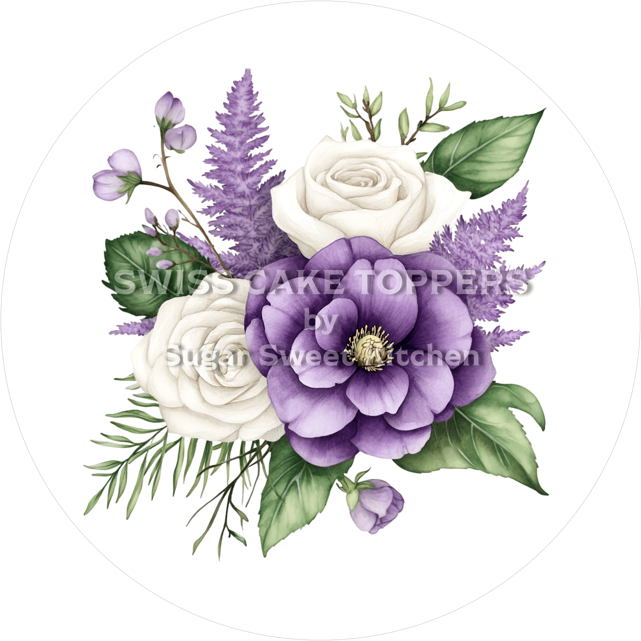 Fantastischer Blumen-Tortenaufleger12 - personalisierbar - Fondant- Torten- & Cupcakeaufleger Sugar Sweet Kitchen