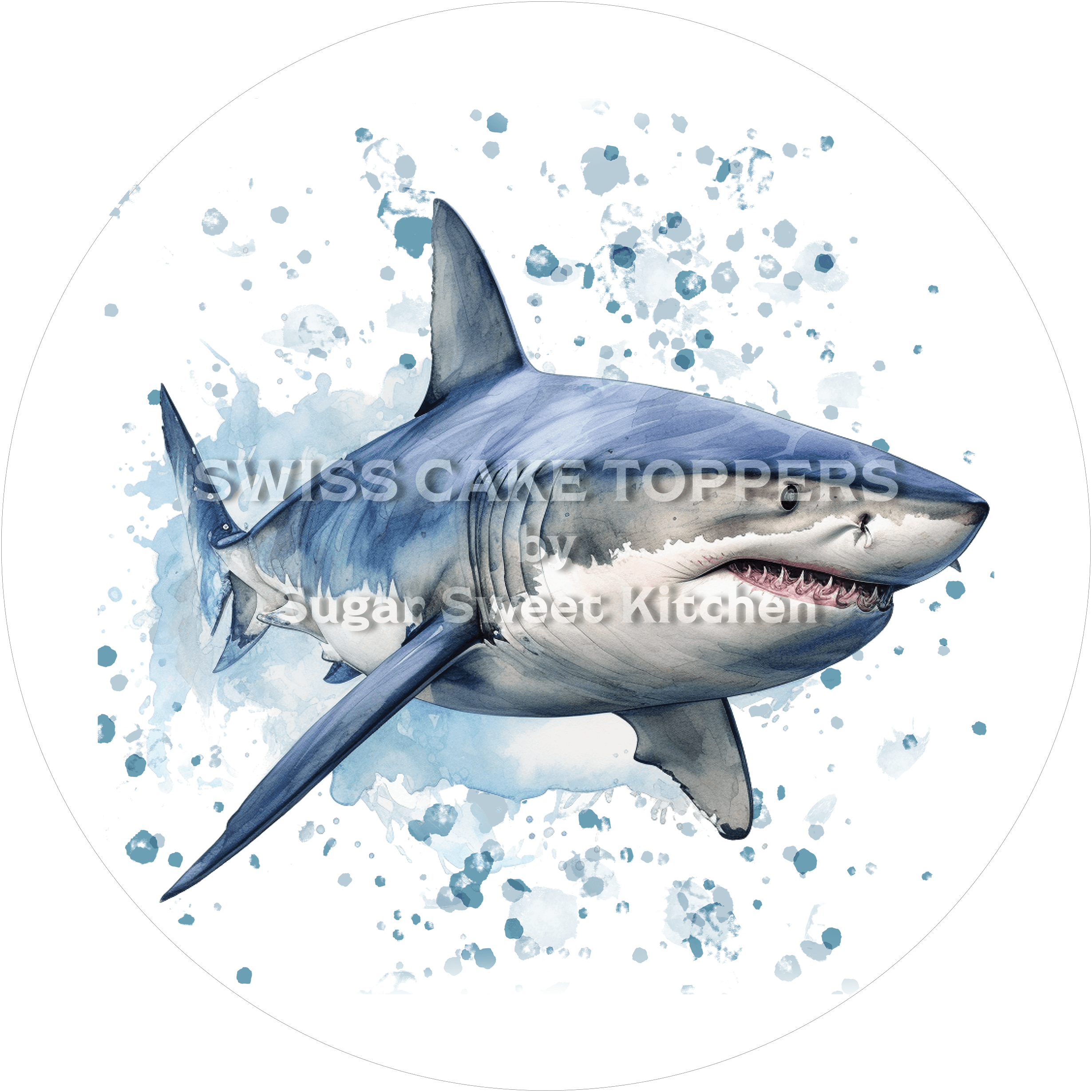 Fantastischer Hai-Tortenaufleger2 - personalisierbar - Fondant- Torten- & Cupcakeaufleger Sugar Sweet Kitchen