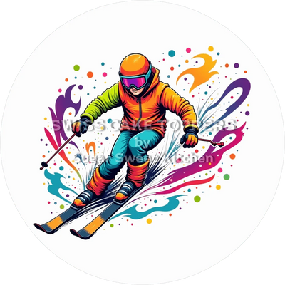 Fantastischer Skifahrer-Tortenaufleger4 -  personalisierbar