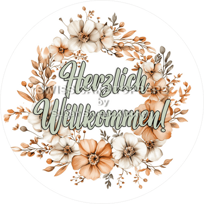 Fantastischer Welcome-Tortenaufleger Flower17 - personalisierbar