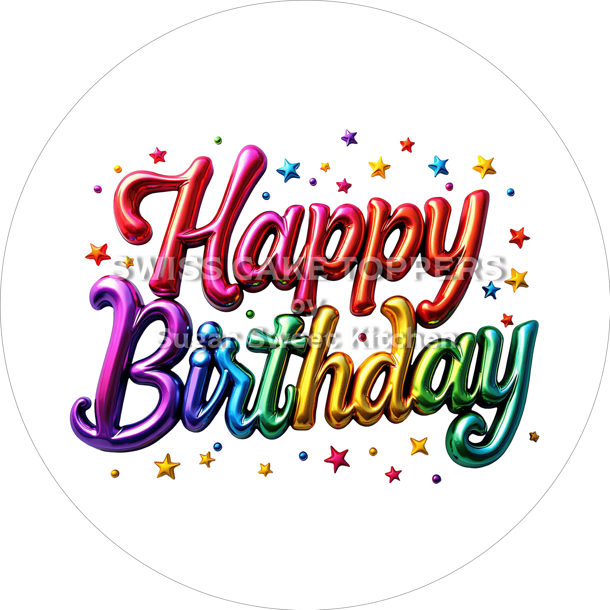 Farbenfroher Tortenaufleger Happy Birthday2 - personalisierbar - Fondant- Torten- & Cupcakeaufleger Sugar Sweet Kitchen