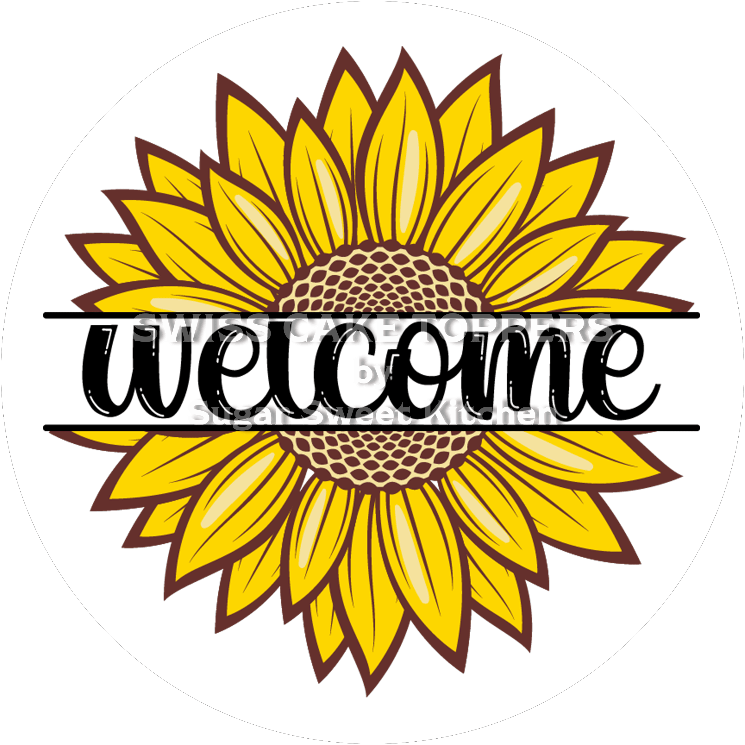 Farbenfroher Welcome-Tortenaufleger 8 - personalisierbar - Fondant- Torten- & Cupcakeaufleger Sugar Sweet Kitchen