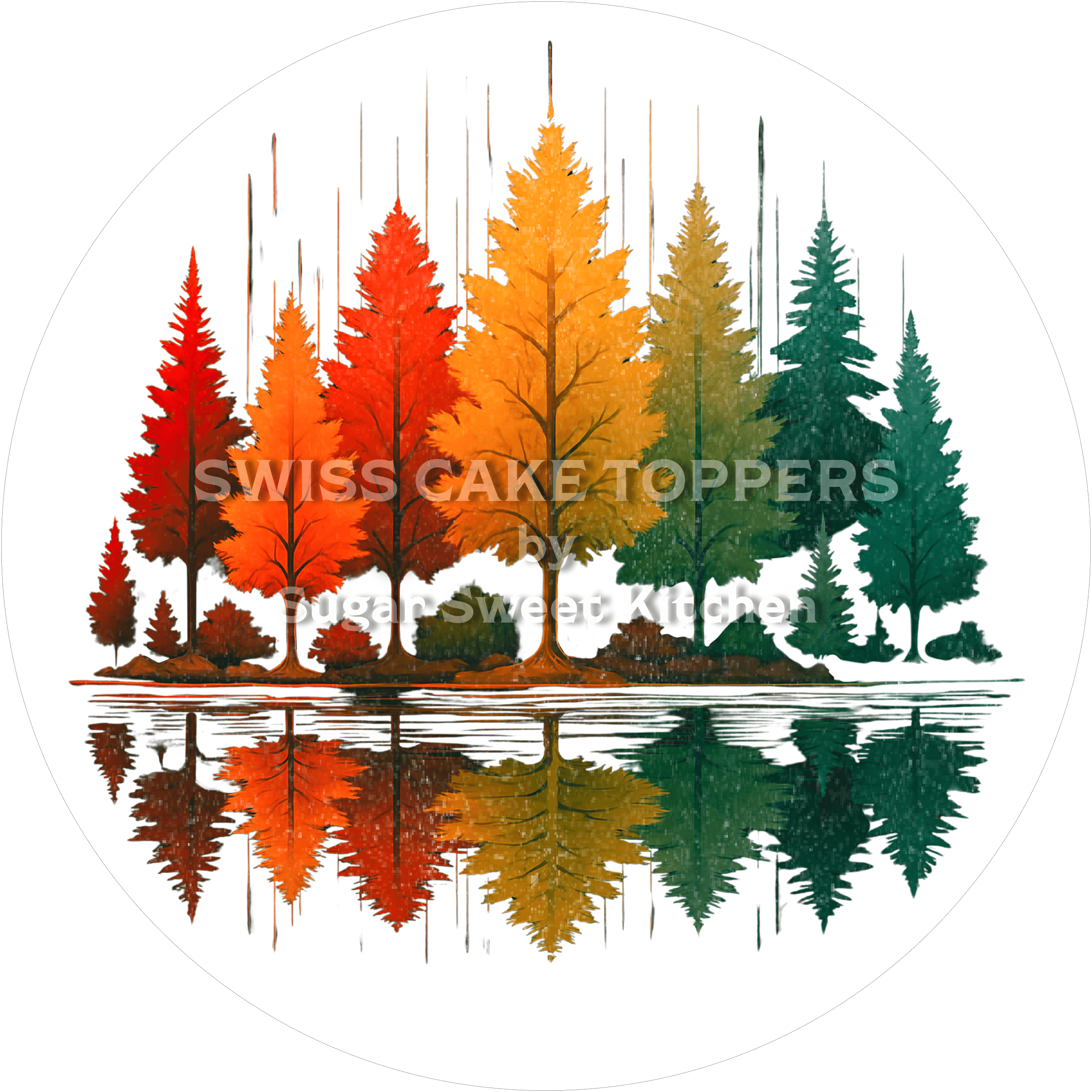 Farbiger Wald-Tortenaufleger3 - personalisierbar - Fondant- Torten- & Cupcakeaufleger Sugar Sweet Kitchen