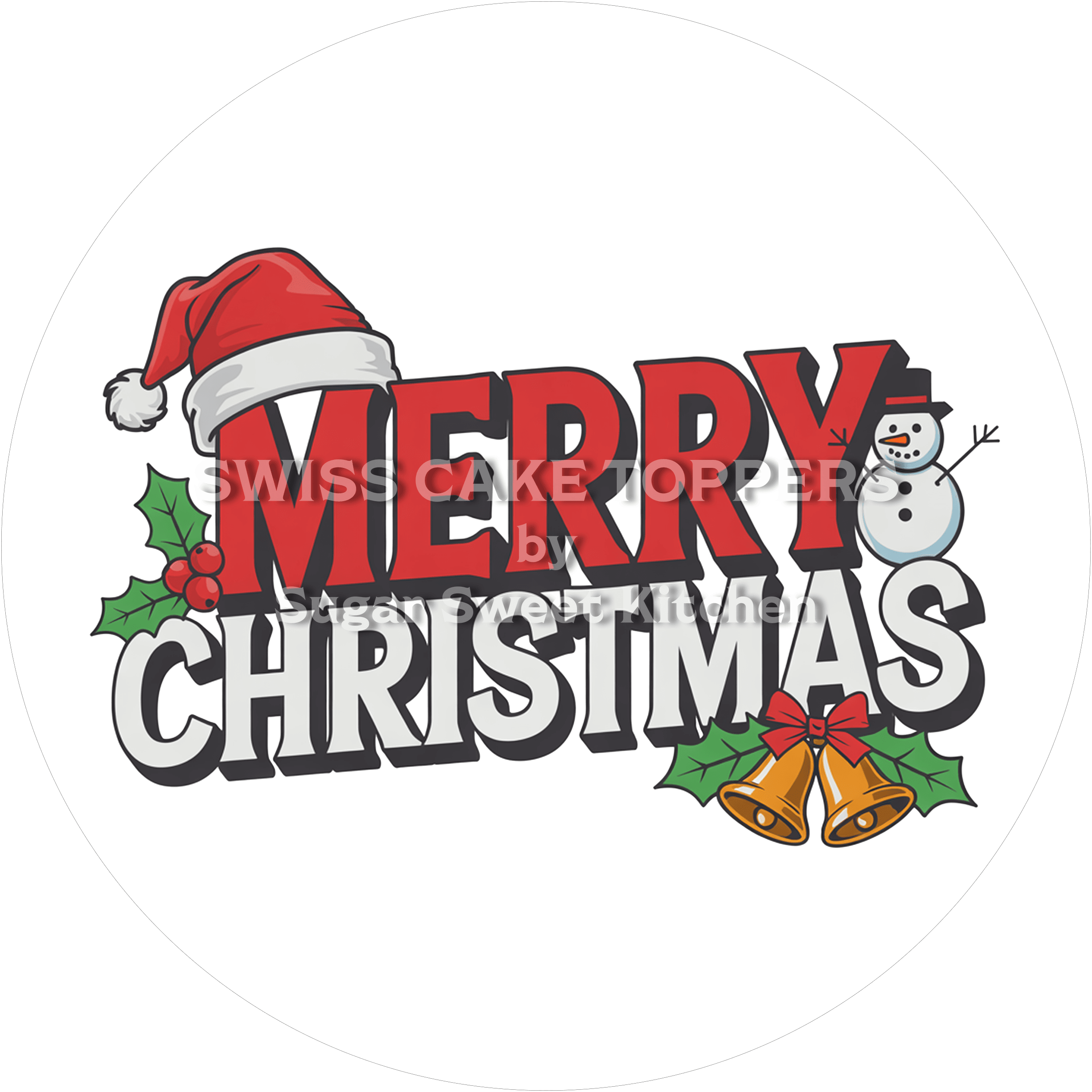 Feierlicher Weihnachts-Tortenaufleger6 - personalisierbar - Fondant- Torten- & Cupcakeaufleger Sugar Sweet Kitchen