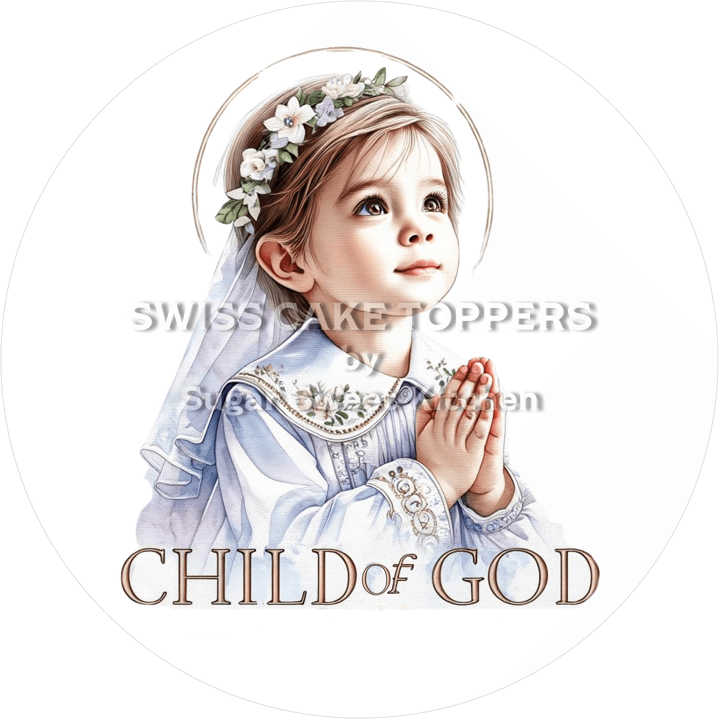 Festlicher Tortenaufleger Kommunion11 - personalisierbar - Fondant- Torten- & Cupcakeaufleger Sugar Sweet Kitchen