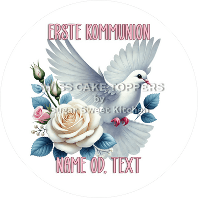 Festlicher Tortenaufleger zur Kommunion mit Namen od. Text