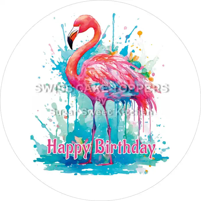Flamingo Geburtstags-Tortenaufleger1 – essbar & personalisierbar - Fondant- Torten- Cupcakeaufleger Sugar Sweet Kitchen