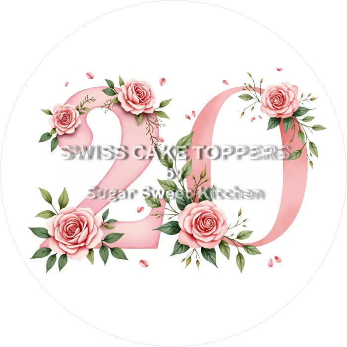 Fondant- Tortenaufleger mit Flower-Zahlen - essbar & personalisiert - Torten- Cupcakeaufleger Sugar Sweet Kitchen