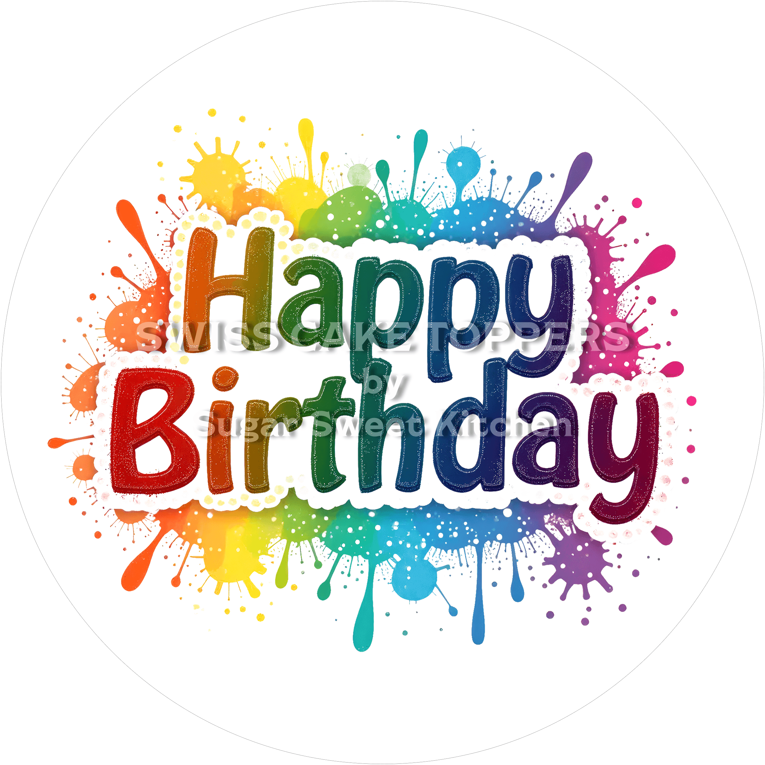 Fondant Tortenaufleger Happy Birthday1 - personalisierbar - Fondant- Torten- & Cupcakeaufleger Sugar Sweet Kitchen