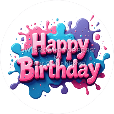 Fondant- Tortenaufleger Happy Birthday6 - personalisierbar