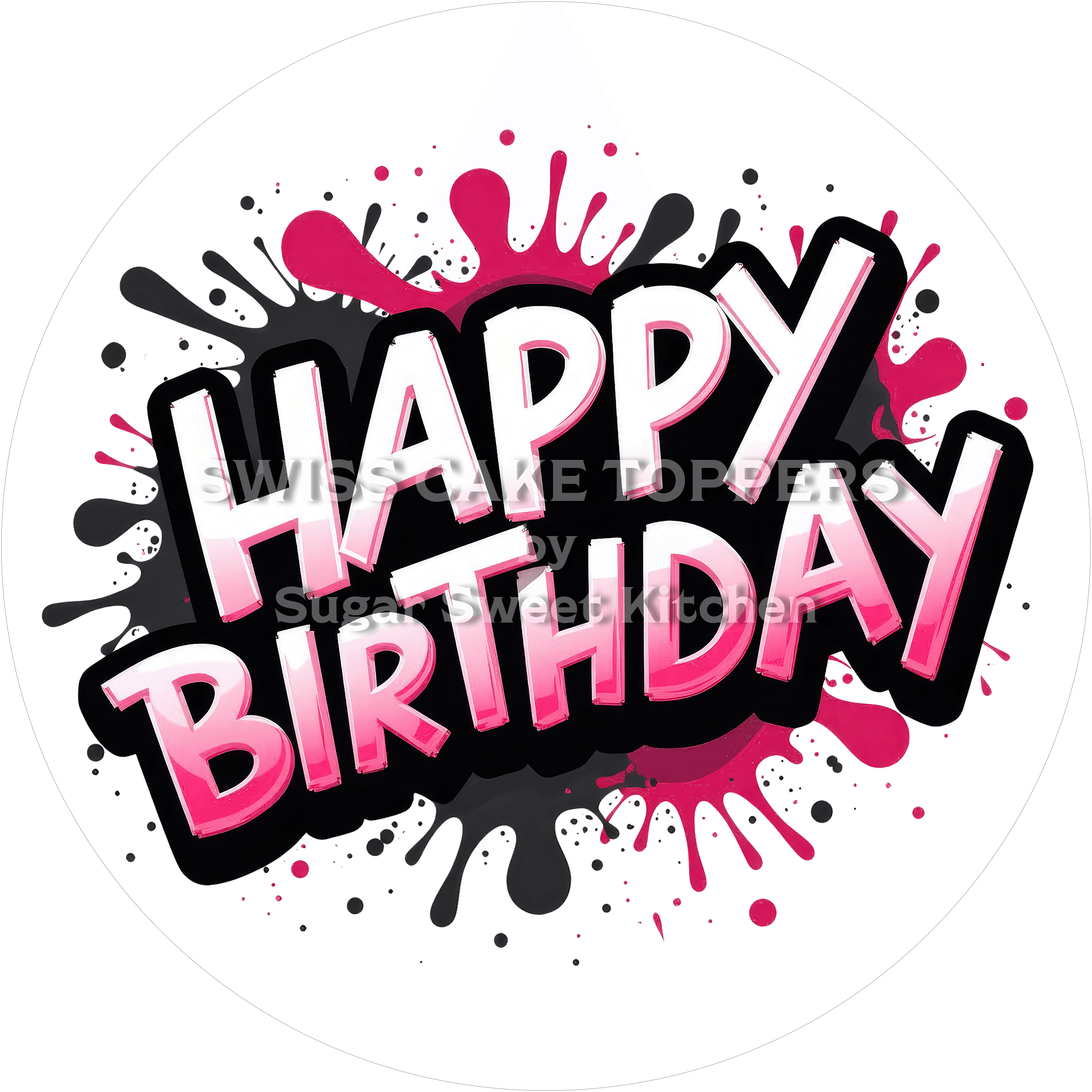 Fondant- Tortenaufleger Happy Birthday7 - personalisierbar - Torten- & Cupcakeaufleger Sugar Sweet Kitchen