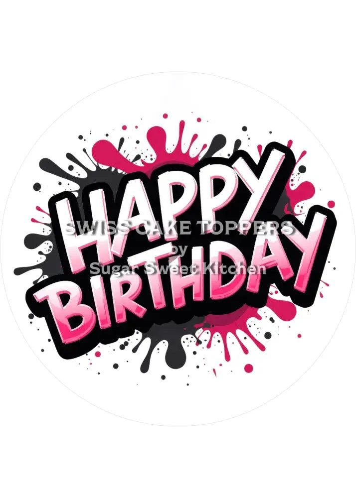 Fondant- Tortenaufleger Happy Birthday7 - personalisierbar - Torten- & Cupcakeaufleger Sugar Sweet Kitchen