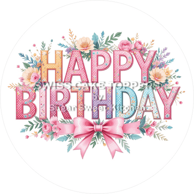 Fondant- Tortenaufleger Happy Birthday8 - personalisierbar