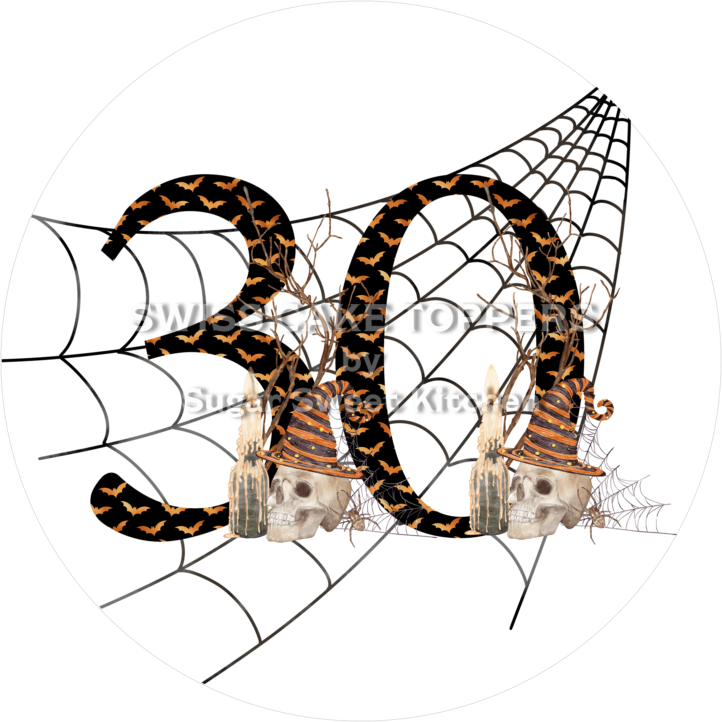 Fondant- Tortenaufleger mit creepy Zahlen - personalisiert - Torten- & Cupcakeaufleger Sugar Sweet Kitchen