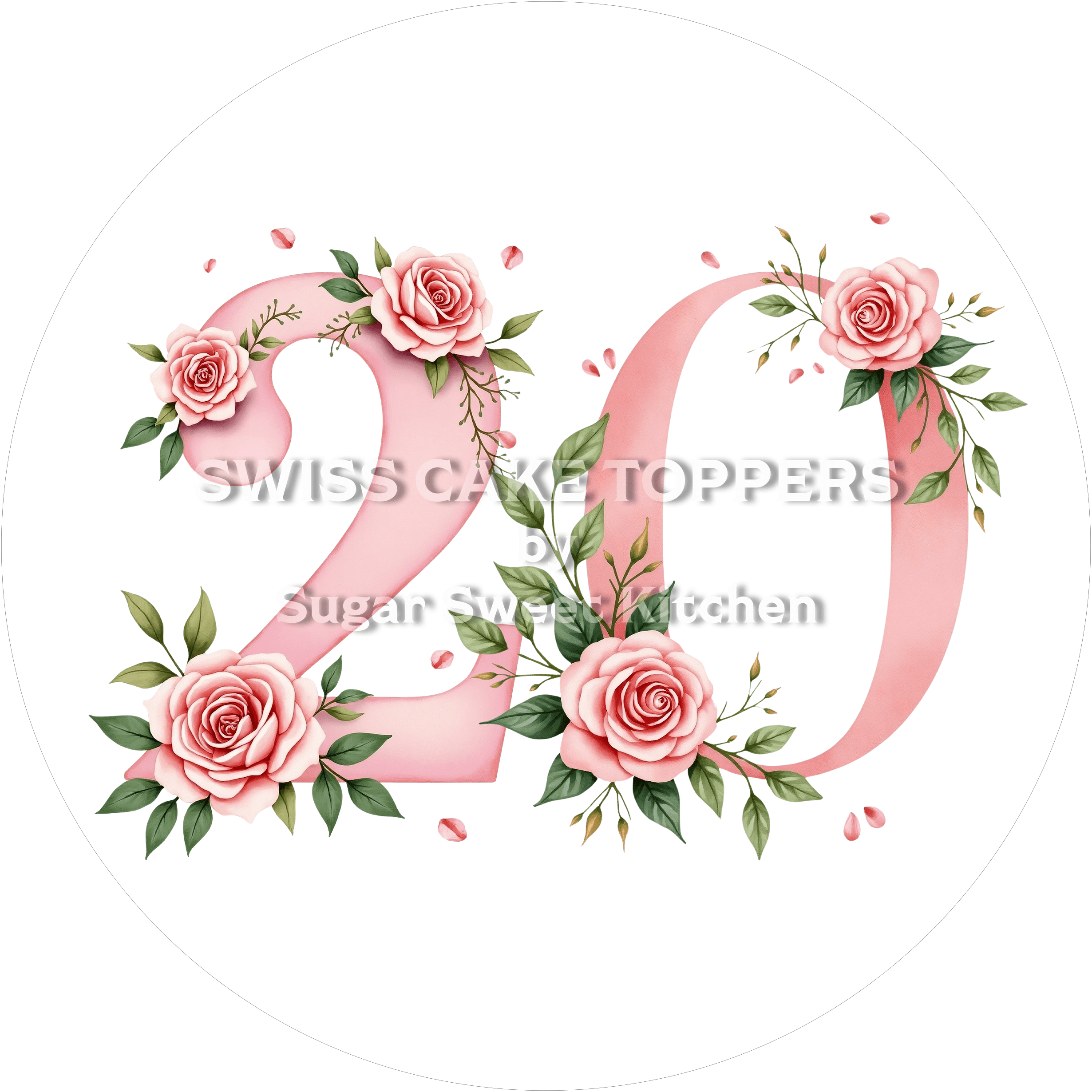 Fondant- Tortenaufleger mit Flower-Zahlen - personalisiert - Torten- & Cupcakeaufleger Sugar Sweet Kitchen