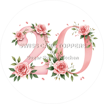 Fondant- Tortenaufleger mit Flower-Zahlen - personalisiert