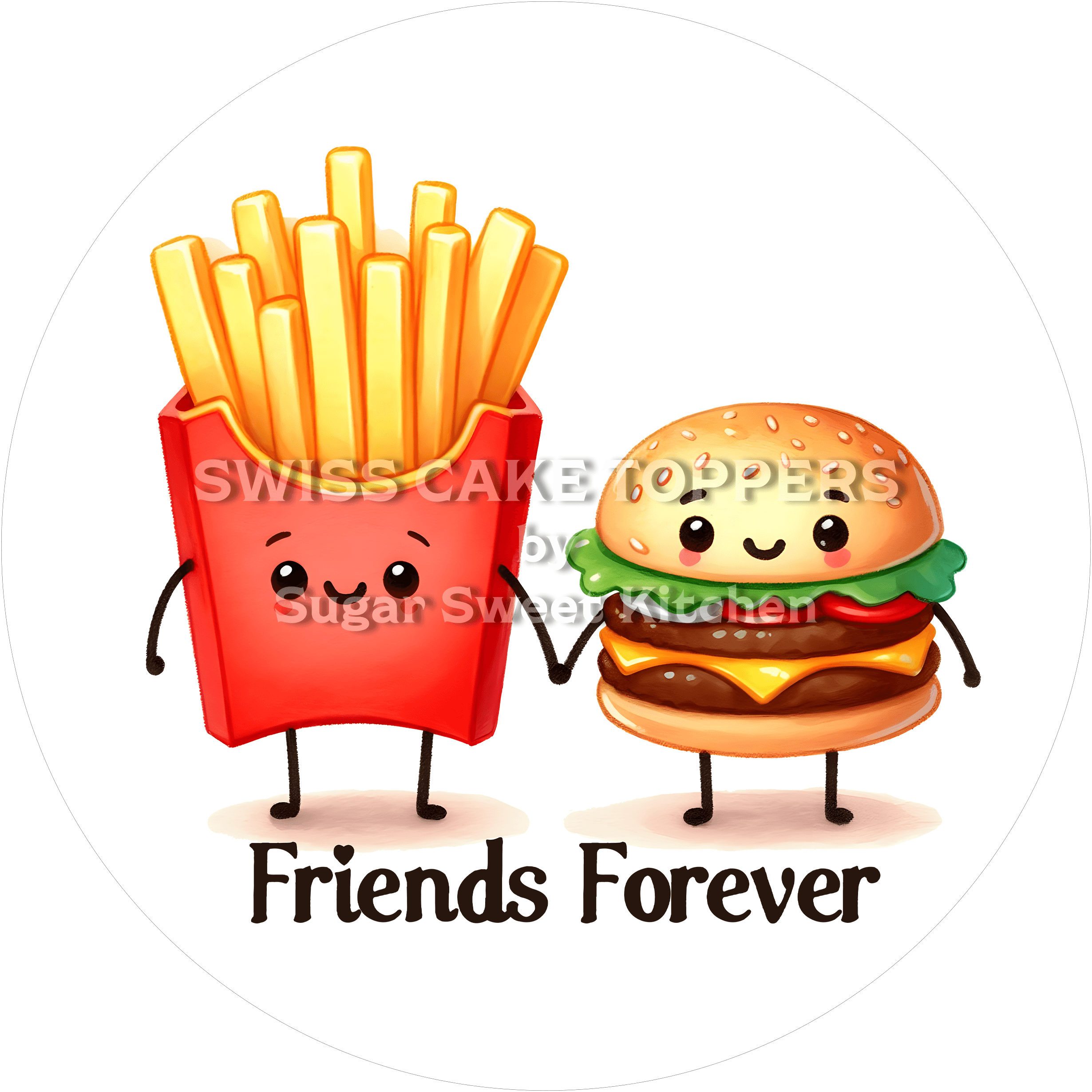 Friends forever-Tortenaufleger - Freunde4 - personalisierbar - Fondant- Torten- & Cupcakeaufleger Sugar Sweet Kitchen
