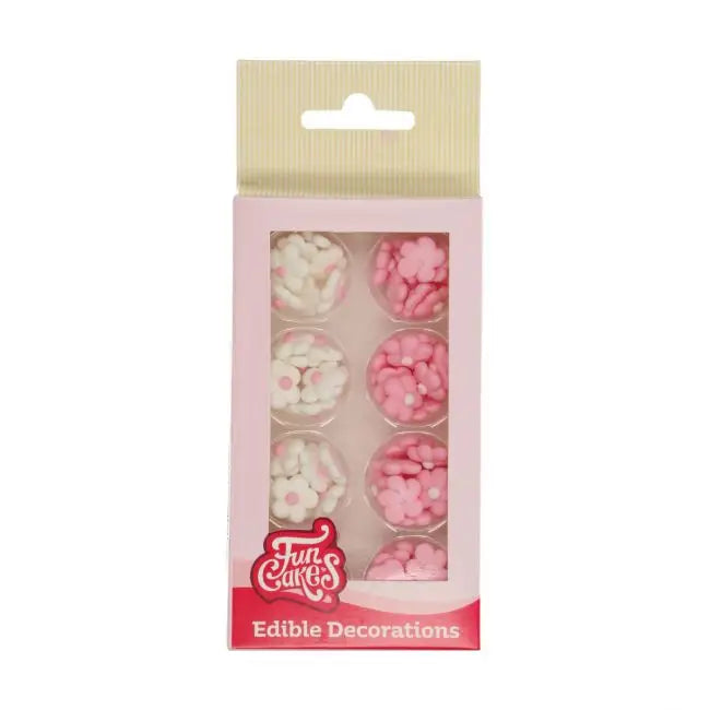 FunCakes Little Flowers weiss & rosa / 64Stk - Zuckerdekorationen Sugar Sweet Kitchen