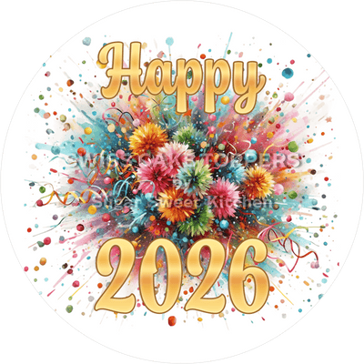 Funkelder New Year-Tortenaufleger mit Jahreszahl2 - personalisierbar