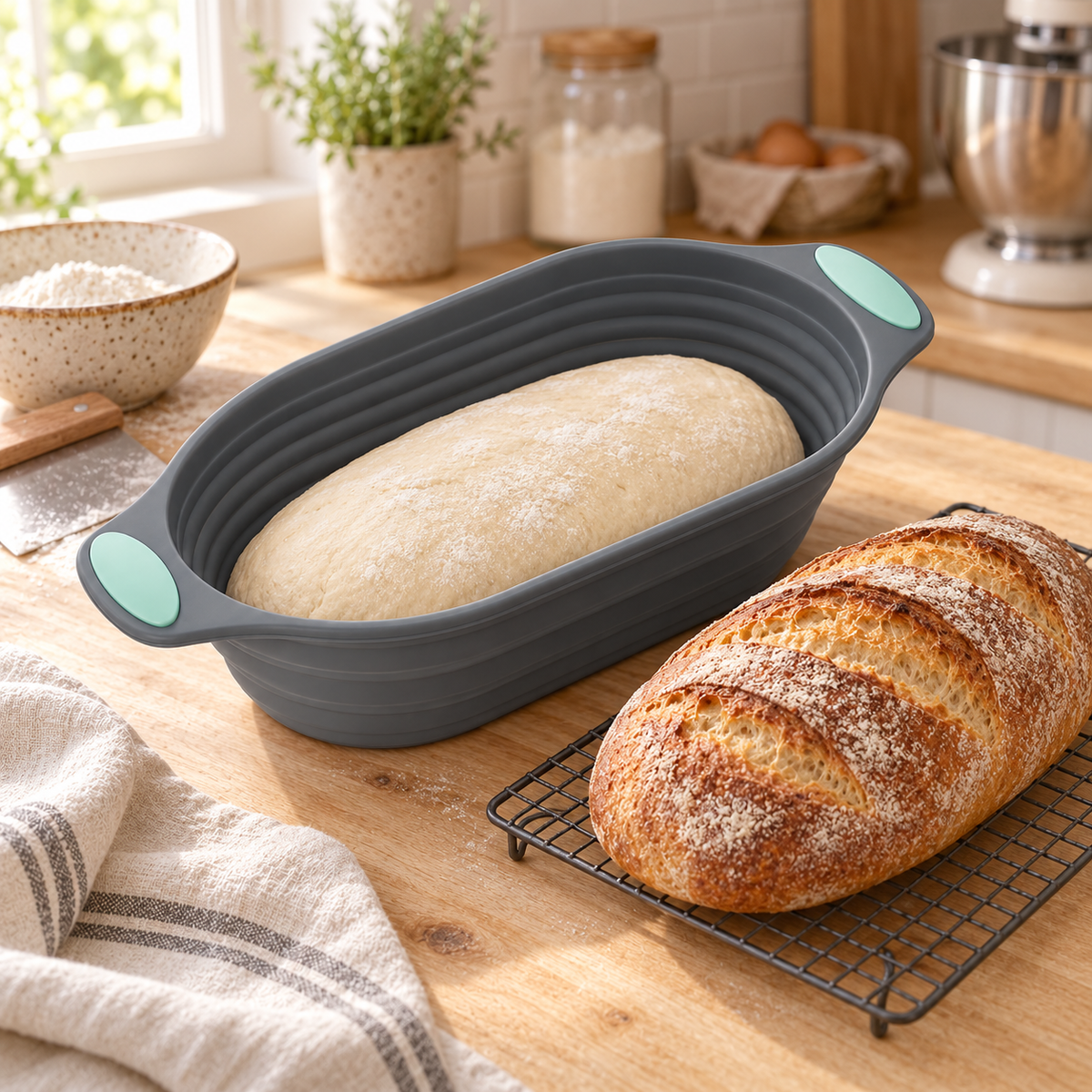 Gärkörbchen Silikon & Brotbackform – oval und faltbar - Brotbacken Sugar Sweet Kitchen
