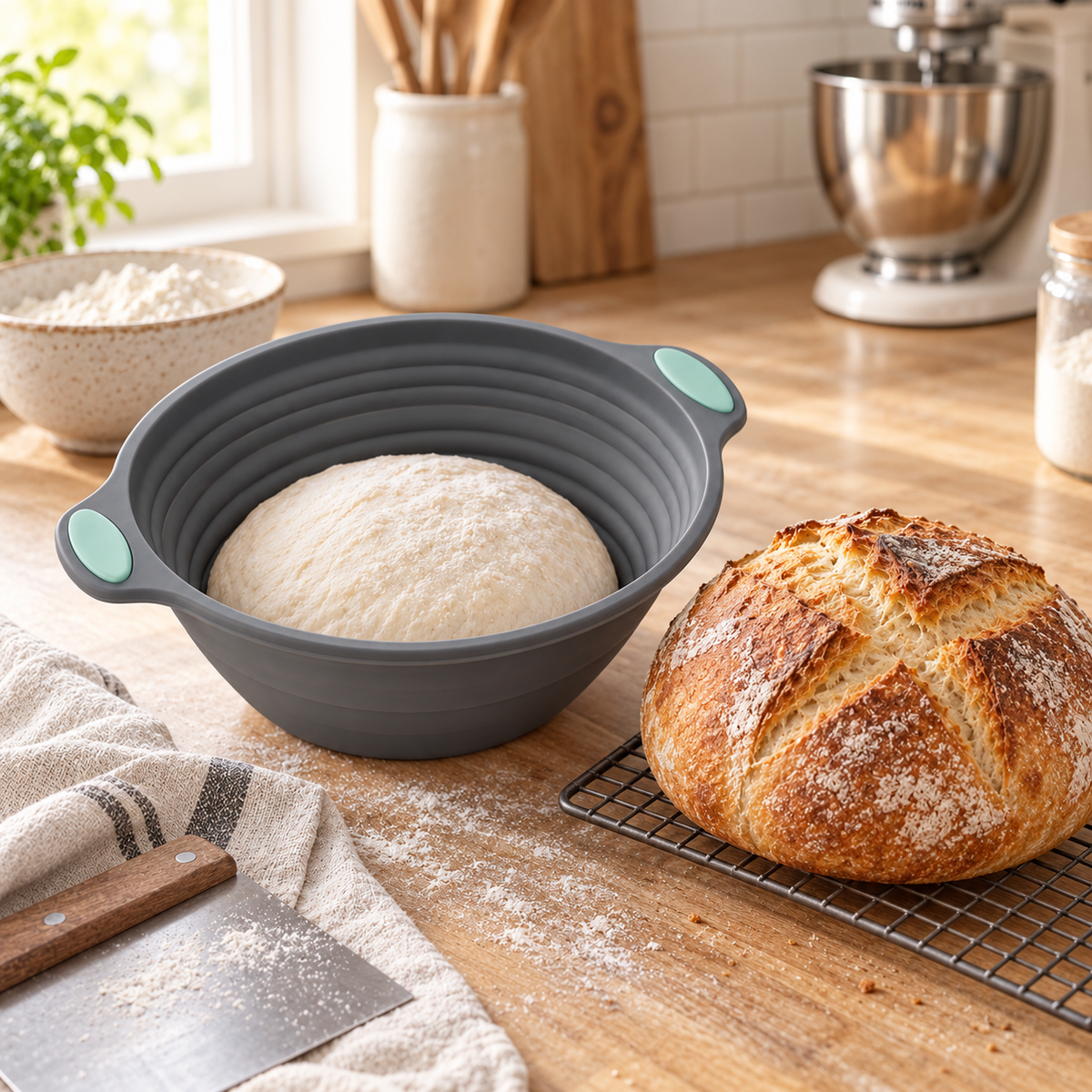 Gärkörbchen Silikon & Brotbackform – rund und faltbar - Brotbacken Sugar Sweet Kitchen