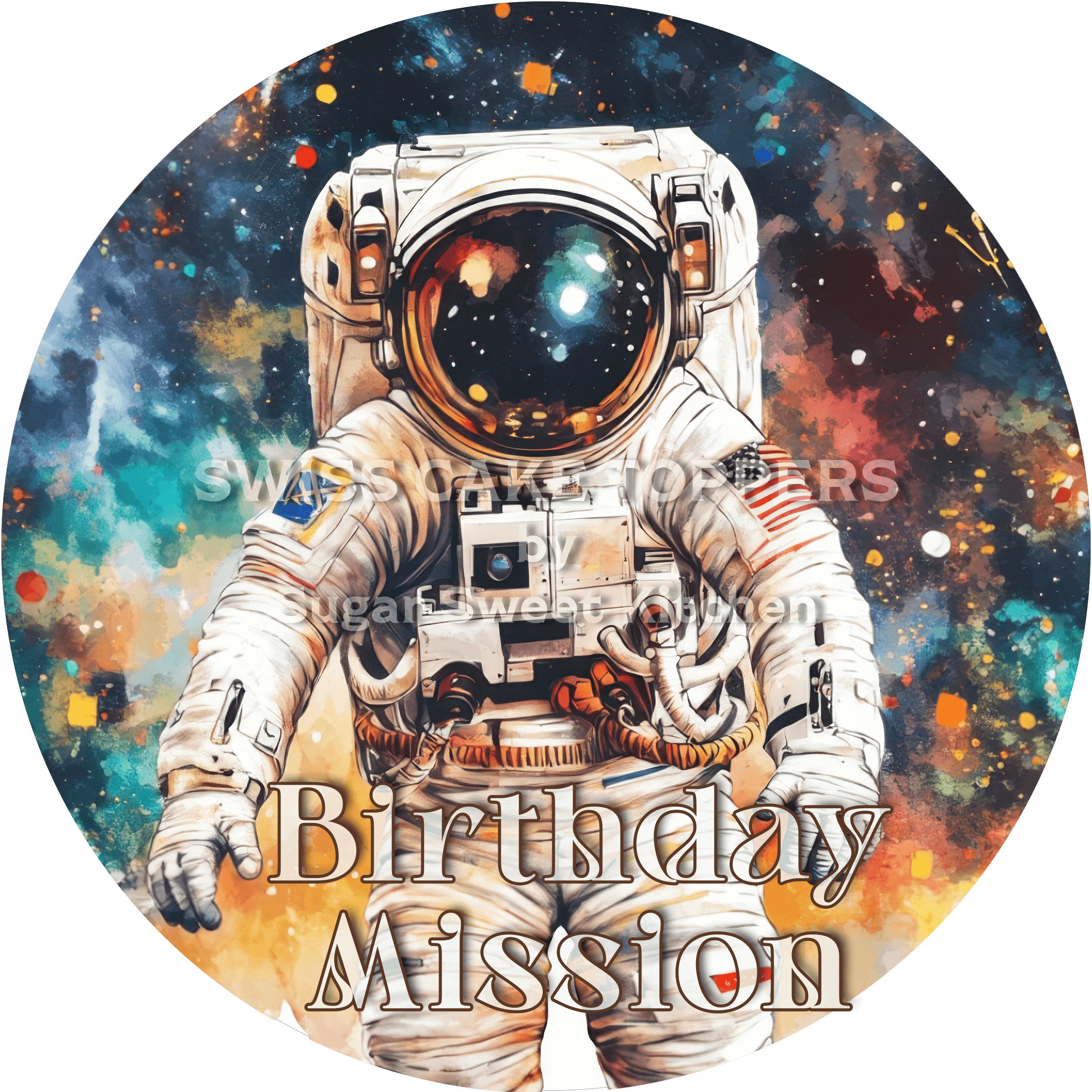 Galaktischer Tortenaufleger Space3 - personalisierbar - Fondant- Torten- & Cupcakeaufleger Sugar Sweet Kitchen