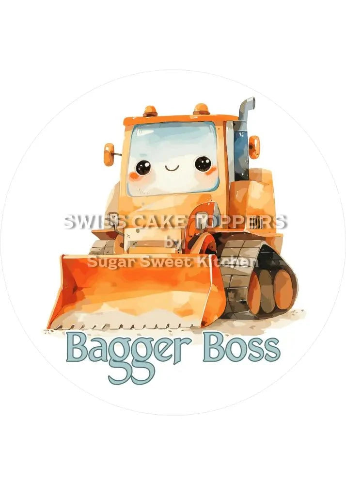 Geburtstags-Tortenaufleger Bagger7 - personalisierbar - Fondant- Torten- & Cupcakeaufleger Sugar Sweet Kitchen