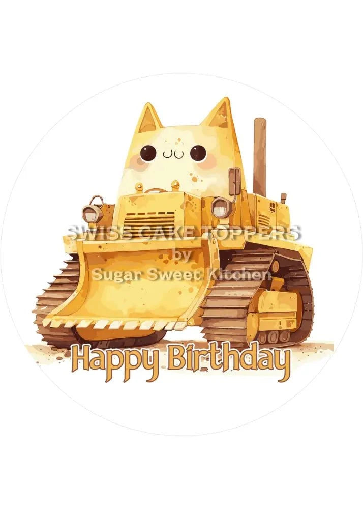 Geburtstags-Tortenaufleger Bagger8 - personalisierbar - Fondant- Torten- & Cupcakeaufleger Sugar Sweet Kitchen