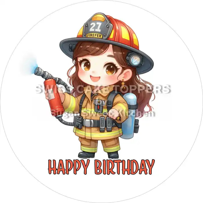 Tortenaufleger Geburtstag Feuerwehr 02 – essbar & personalisierbar - Fondant- Torten- Cupcakeaufleger Sugar Sweet