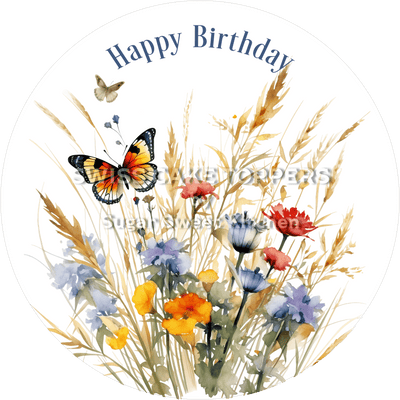 Geburtstags-Tortenaufleger Flower30 - personalisierbar