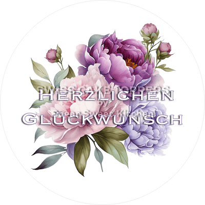 Geburtstags-Tortenaufleger Flower4 - personalisierbar