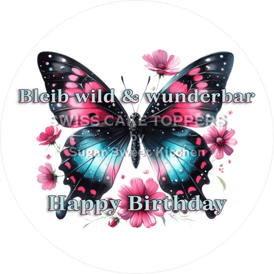 Geburtstags-Tortenaufleger Flower7 - personalisierbar