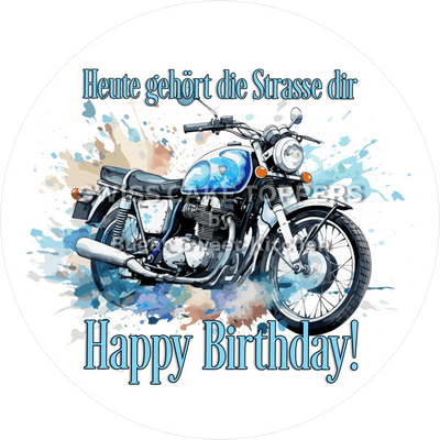 Geburtstags-Tortenaufleger Motorrad2 - personalisierbar