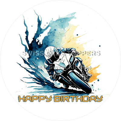 Geburtstags-Tortenaufleger Motorrad3 - personalisierbar