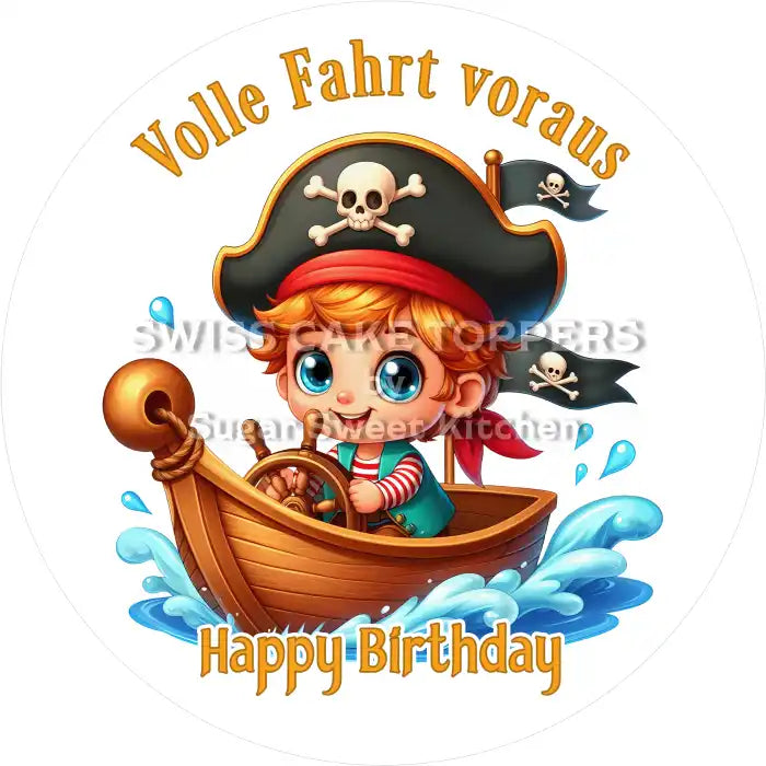 Tortenaufleger Geburtstag Pirat 05 - essbar & personalisierbar - Fondant- Torten- Cupcakeaufleger Sugar Sweet Kitchen