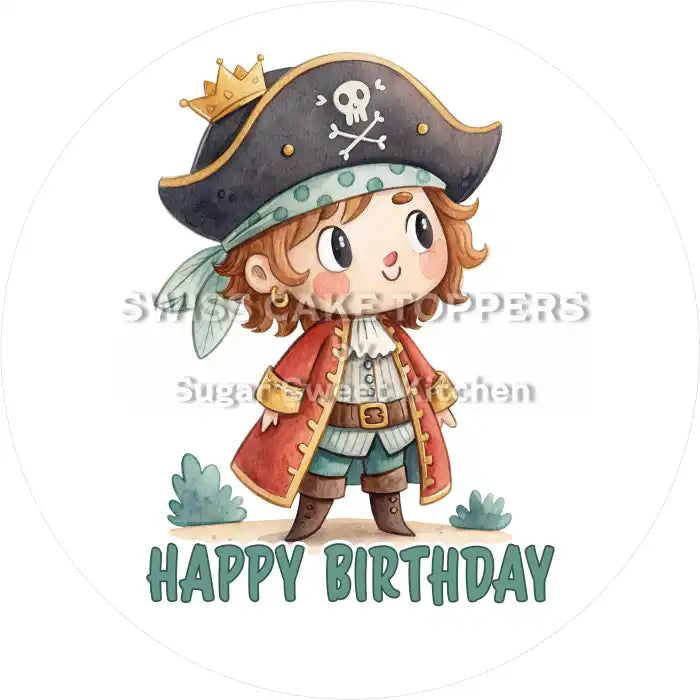 Tortenaufleger Geburtstag Pirat 09 - essbar & personalisierbar - Fondant- Torten- Cupcakeaufleger Sugar Sweet Kitchen