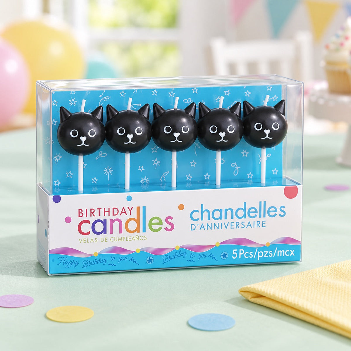 Geburtstagskerzen schwarze Katzen / 5 Stk. - Tortendekoration Sugar Sweet Kitchen